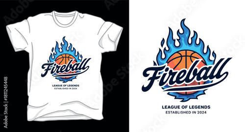 Fireball basketball graphic vector art t-shirt design print