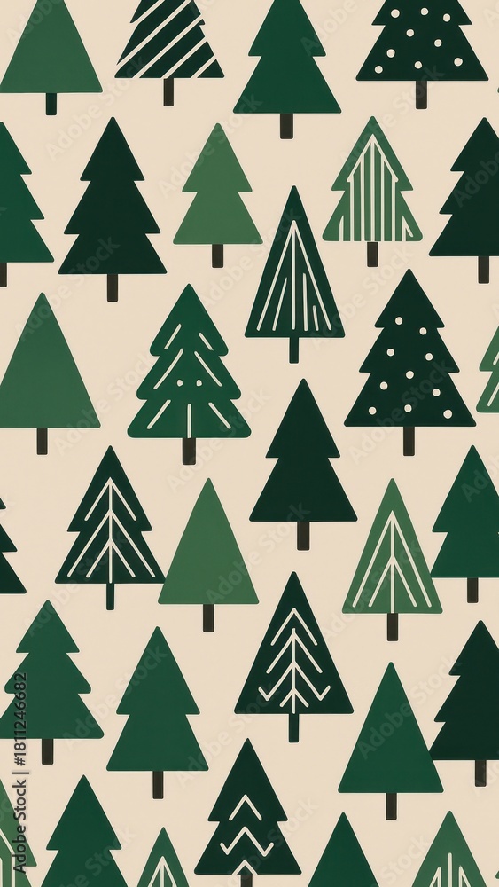 Obraz premium Stylish evergreen tree pattern mobile wallpaper