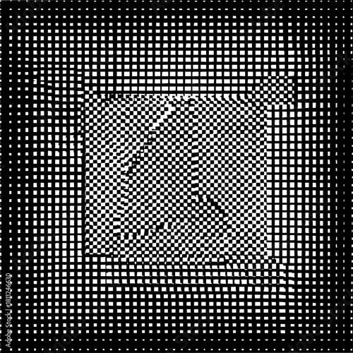 Abstract optical illusion art black and white checkered pattern vector graphic design element image for print