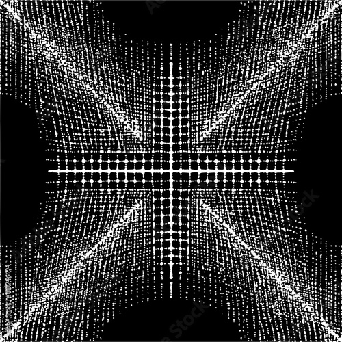 Abstract optical illusion art black and white dots pattern perspective vector design graphic element image
