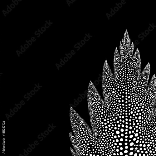 Abstract feather illustration black and white dotted pattern design element for graphic projects one hundred