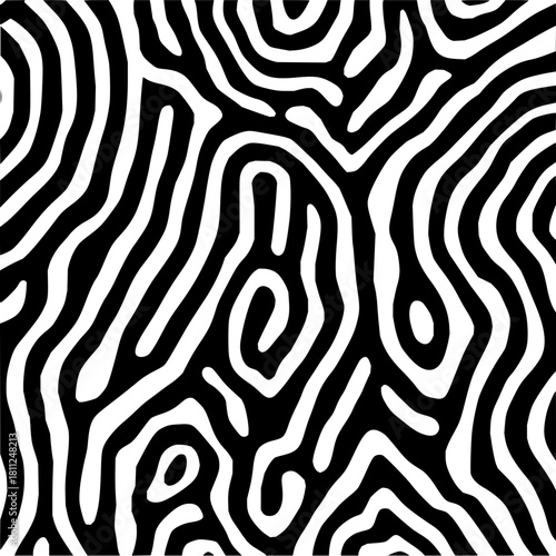 Abstract black and white fingerprint pattern seamless vector background for fabric and design one hundred