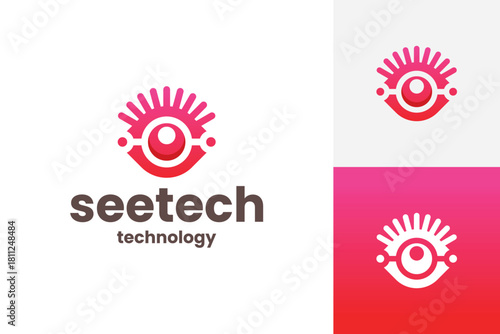 modern vision tech logo vector