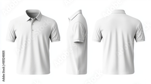 tee shirt set with front, back, and side views cutout in a white background, classic all-black style