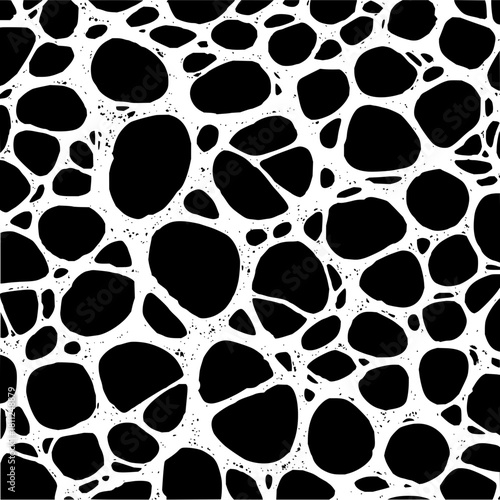 Abstract organic cell structure black and white seamless pattern vector background texture design element 100 chr
