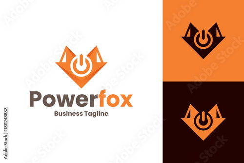 modern power fox logo vector