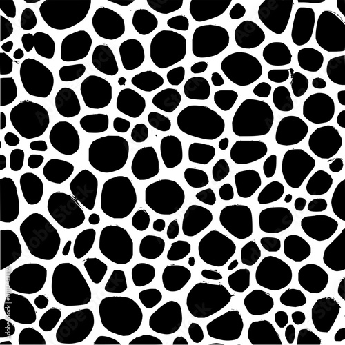 Black and white organic cell pattern background vector seamless design for textile and print abstract art 100