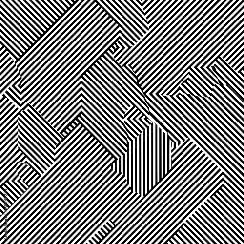 Abstract black and white lines pattern design for modern art background and optical illusion vector image art