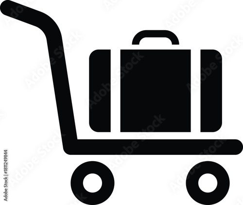 Black silhouette of a suitcase on a luggage cart baggage travel