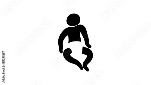 Baby Diaper, black isolated silhouette