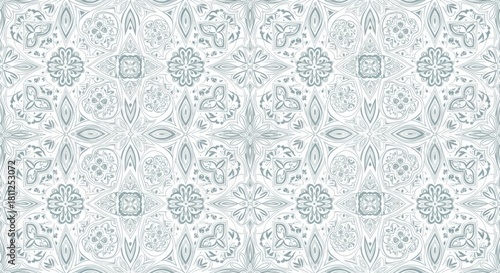 Delicate floral and geometric seamless pattern