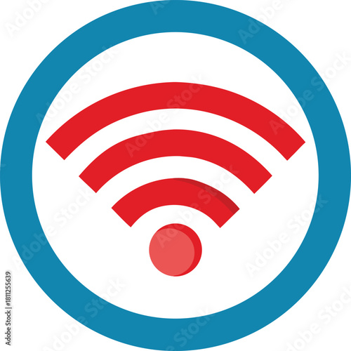 No wi fi signal icon with red cross on white background