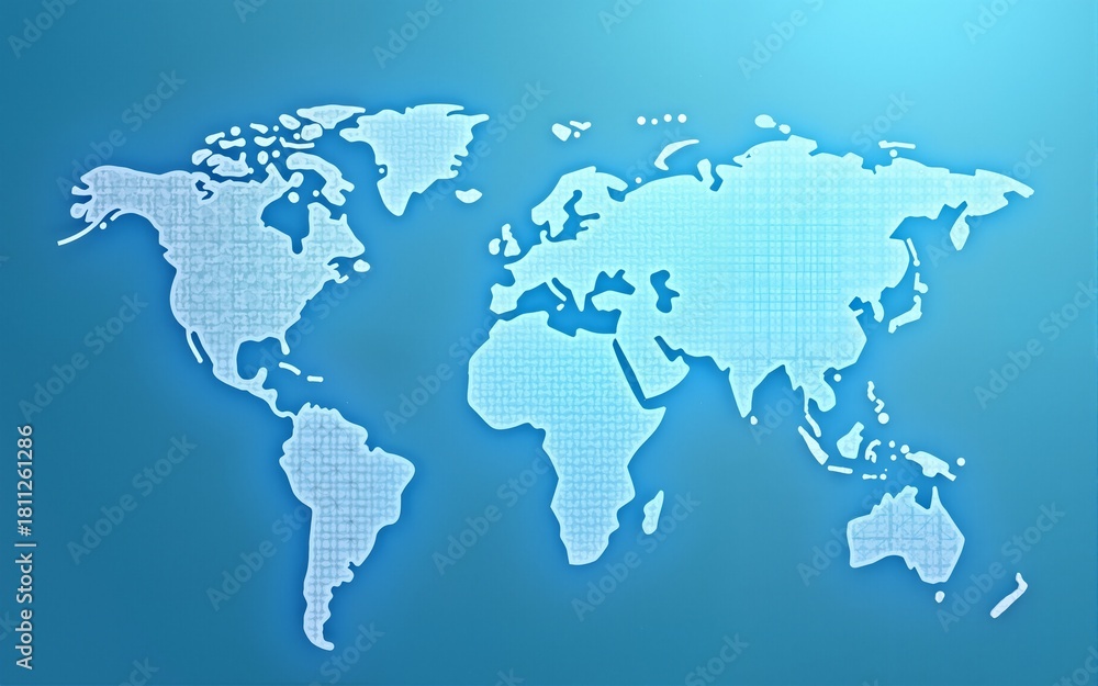 Obraz premium A light blue background with a digital world map and global network connections, representing the concept of international business or connectivity Generative AI. High quality