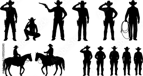 Cowboy and cowgirl silhouettes, vector
