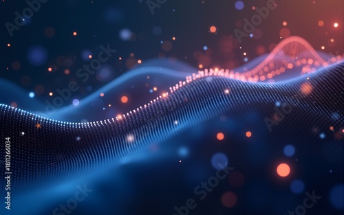 Abstract dot point connect with gradient line and aesthetic Intricate wave line design , internationalization social network or business big data connection technology concept . High quality