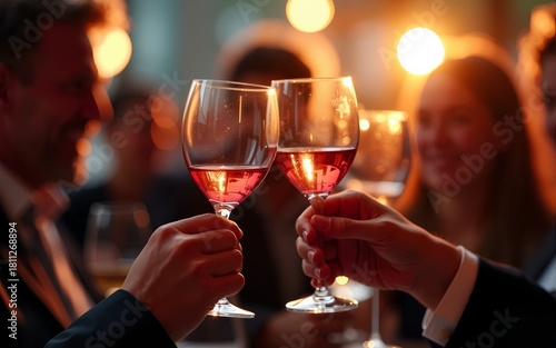 A group of people holding wine glasses. Networking executive at the business. Cheering on the crowd at a wine event. A team of individuals with wine lifestyle glasses in hand. High quality