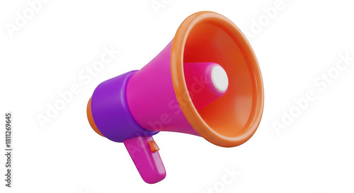 Pink and orange megaphone isolated on transparent background
