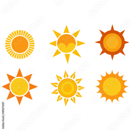 sun icon set with different different style sun icon 
