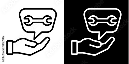 Tech Support Icon Set White Style Collection
