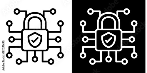 Data Security Icon Set White Style Collection
