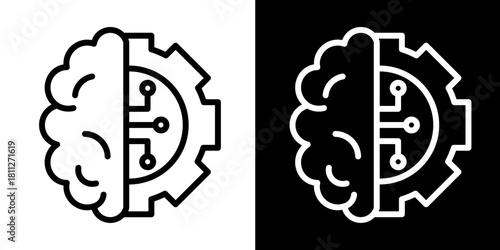 Machine Learning Icon Set White Style Collection
