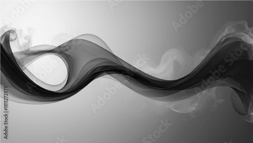 Abstract blue smoke waves flowing on a dark background for futuristic business template design illustration