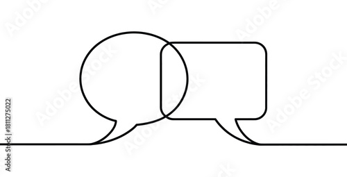 Speech Bubble Continuous Line Drawing Single Outline Line Art Vector Illustration Minimalist Design Isolated On White And Transparent Background Communication Message Dialogue Discussion