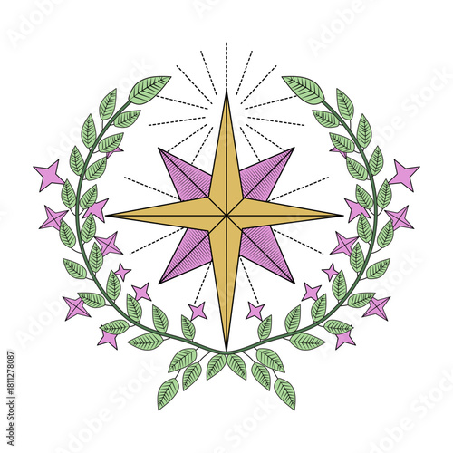 A vintage style illustration representing shining star