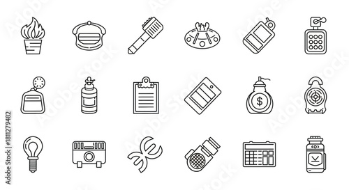 Outline Icons Set Personal Care, Hygiene, Beauty