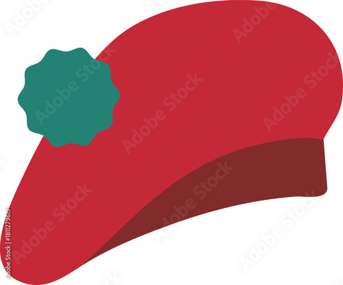 Red beret with green rosette