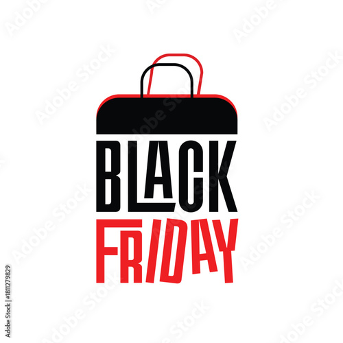 Black Friday Shopping Bag Logo – Bold Sale Event Graphic