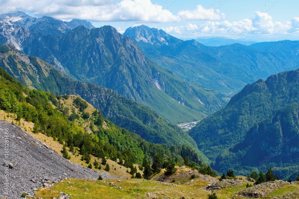 Fototapeta premium Albanian Alps - Prokletije Mountains near village Theth and Valbona. Albania