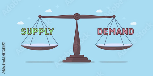 Supply and demand balance on scales economic equilibrium concept