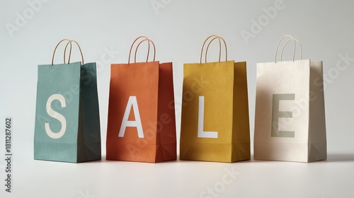 Wallpaper Mural sale shopping bags with sale sign on light background, discount Torontodigital.ca