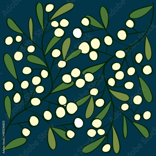 mistletoe seamless pattern gift paper textile design