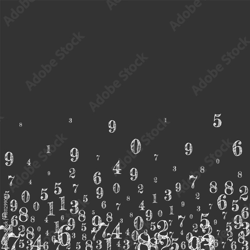 Falling numbers. Math study concept with flying