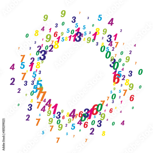 Flying colorful digits and numbers. School math