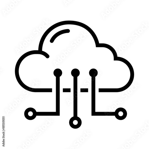 Cloud computing icon – vector illustration with multiple connections