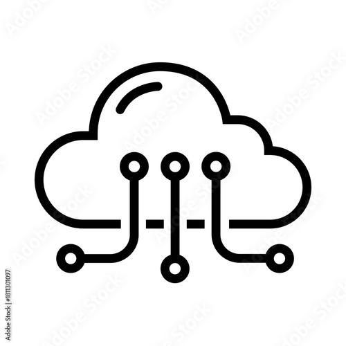 Cloud computing icon – vector design with multiple digital connections
