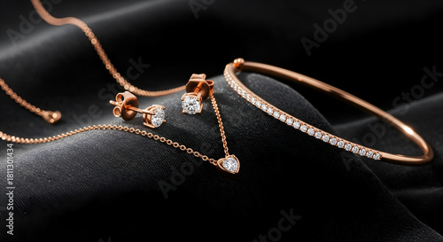 Elegant Valentine Jewelry Gift with Rose Gold Diamonds