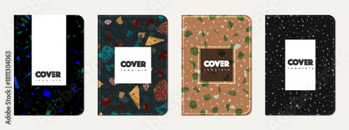 School notebook cover design. Terrazzo abstract