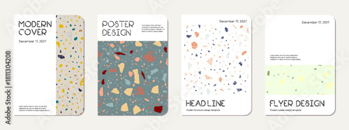 School diary cover design. Terrazzo abstract