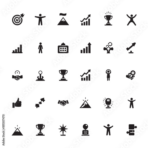 Business icon set. Compliance, fairness, integrity, loyalty, trust, equality, code of conduct, honesty, anti corruption, transparency.
