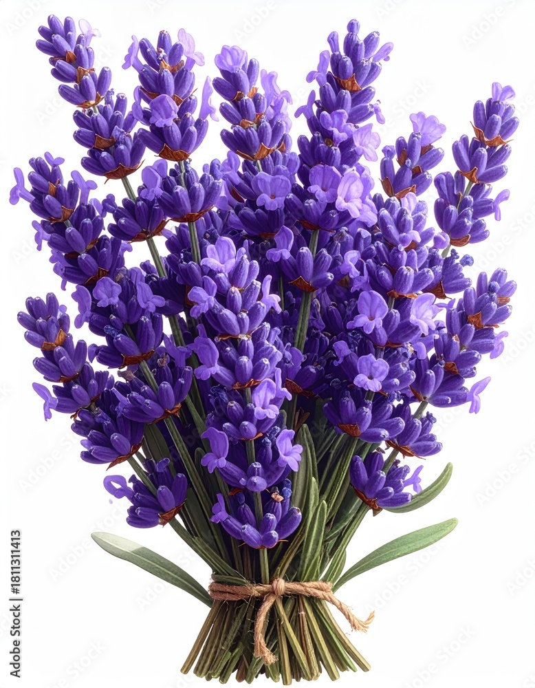 Fototapeta premium Purple lavender bouquet, stems tied with twine