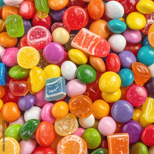 Assorted colorful candies piled high