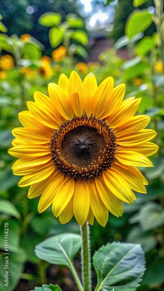 Obraz premium sunflower with bright yellow petals and dark center