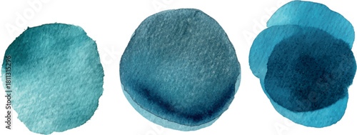 Vector watercolor teal blue round shapes