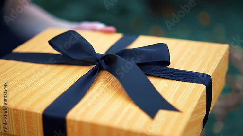 Thoughtful gift presentation with an elegant bow, symbolizing generosity and a joyous occasion