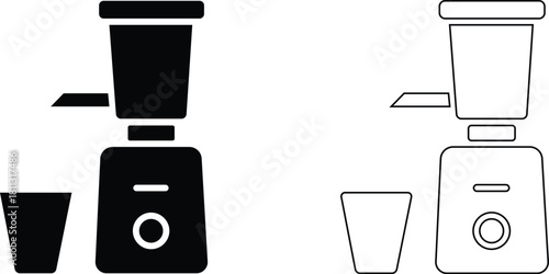 Cold pressed Juicer Icon pack flat vector design elements on transparent background.