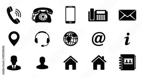 Contact Information Icons Essential Symbols for Communication and Connectivity in Modern Design